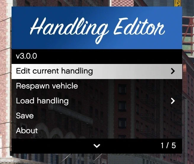 Real Time Handling Editor v3.1 for GTA 5 Real Time Handling Editor v3.1 for GTA 5