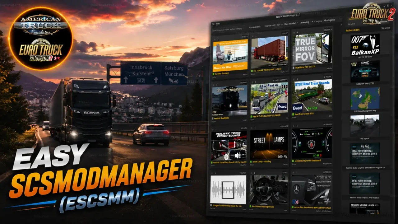 Easy SCSModManager (ESCSMM) v1.5.4 (1.60.x) for ATS and ETS2 Easy SCSModManager (ESCSMM) v1.5.4 (1.60.x) for ATS and ETS2