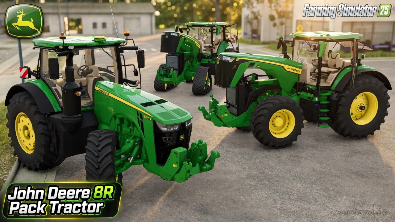 John Deere 8R Pack Tractor v1.0.0.4 for FS25