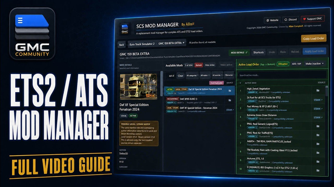 SCS Mod MAanager v1.2 By Allan (1.60.x) for ATS and ETS2