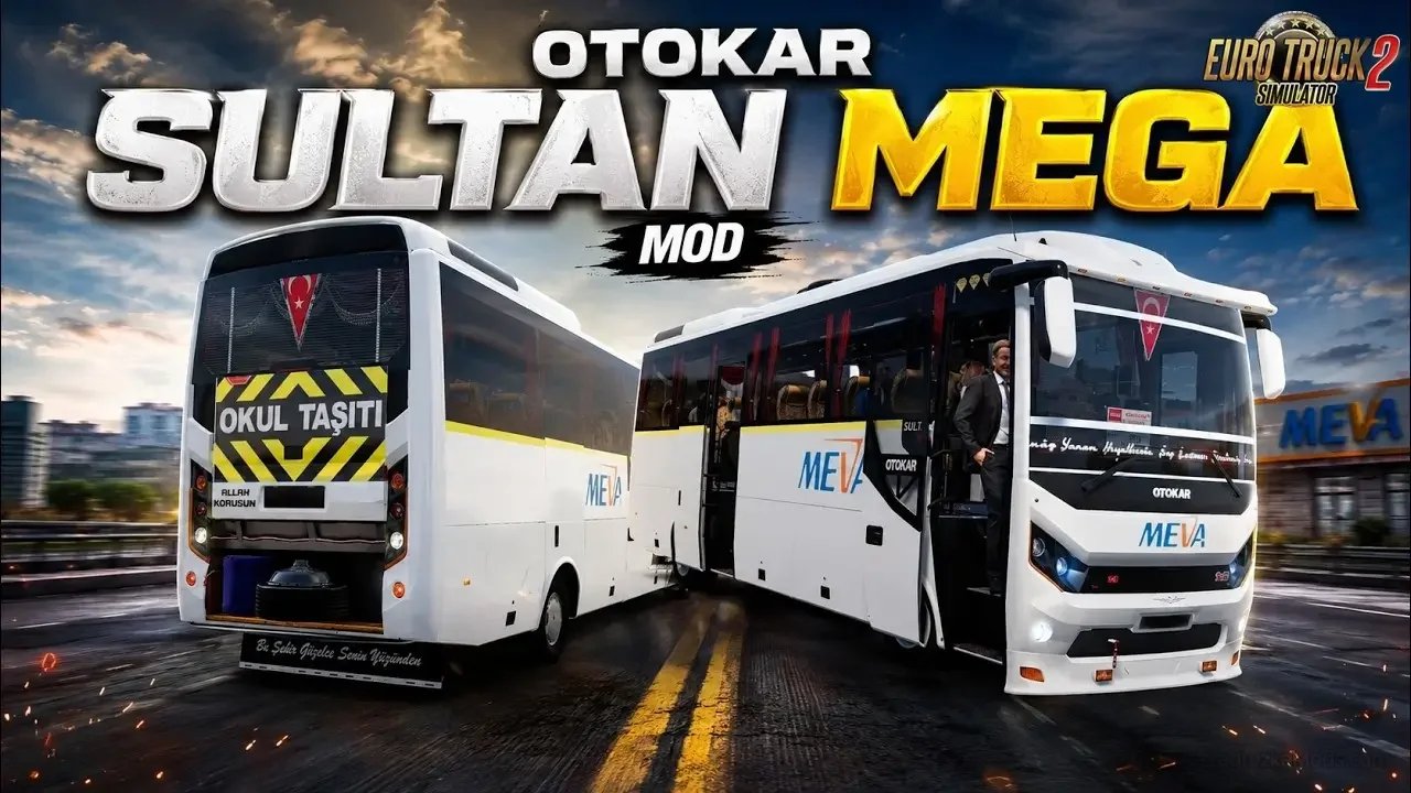 Otokar Sultan Mega Bus + Interior v3.0 (1.60.x) for ETS2