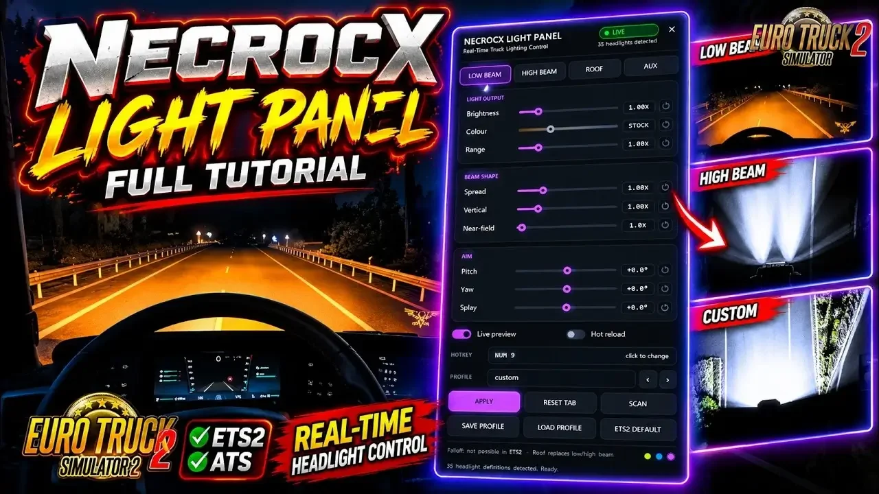 NecroCX Light Panel PlugIn v1.5 (1.61.x) for ATS and ETS2 NecroCX Light Panel PlugIn v1.5 (1.61.x) for ATS and ETS2