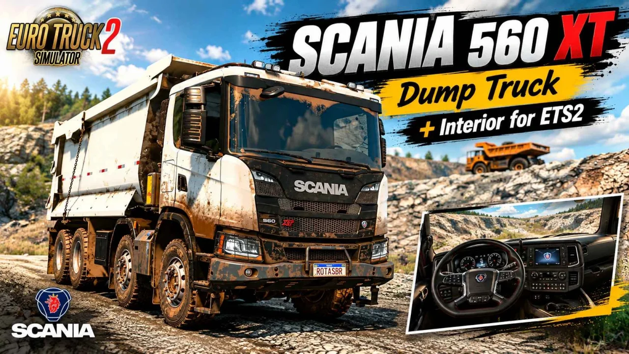 SCANIA 560 XT Dump Truck + Interior v1.61 (1.61.x) for ETS2